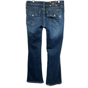 Miss Me MS4009862 Dark Wash DK133 Mid Rise Boot Size 31 Flap Pockets 30" Inseam